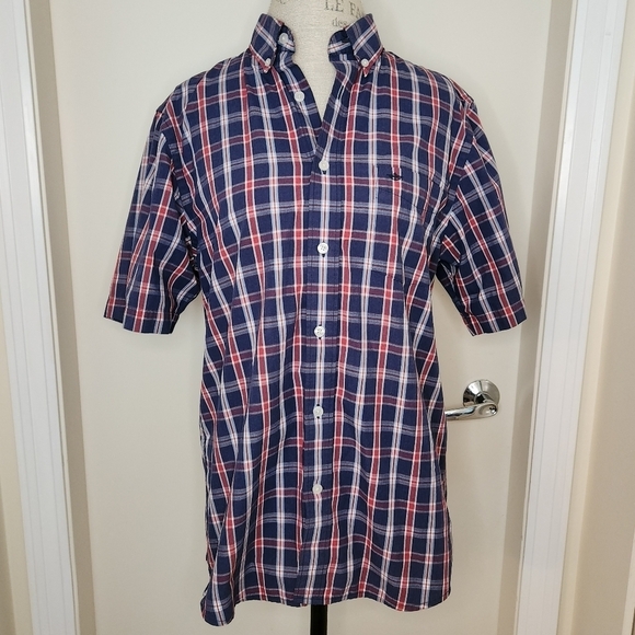 Vintage Men's Plaid Short Sleeve Shirt - Picture 1 of 10